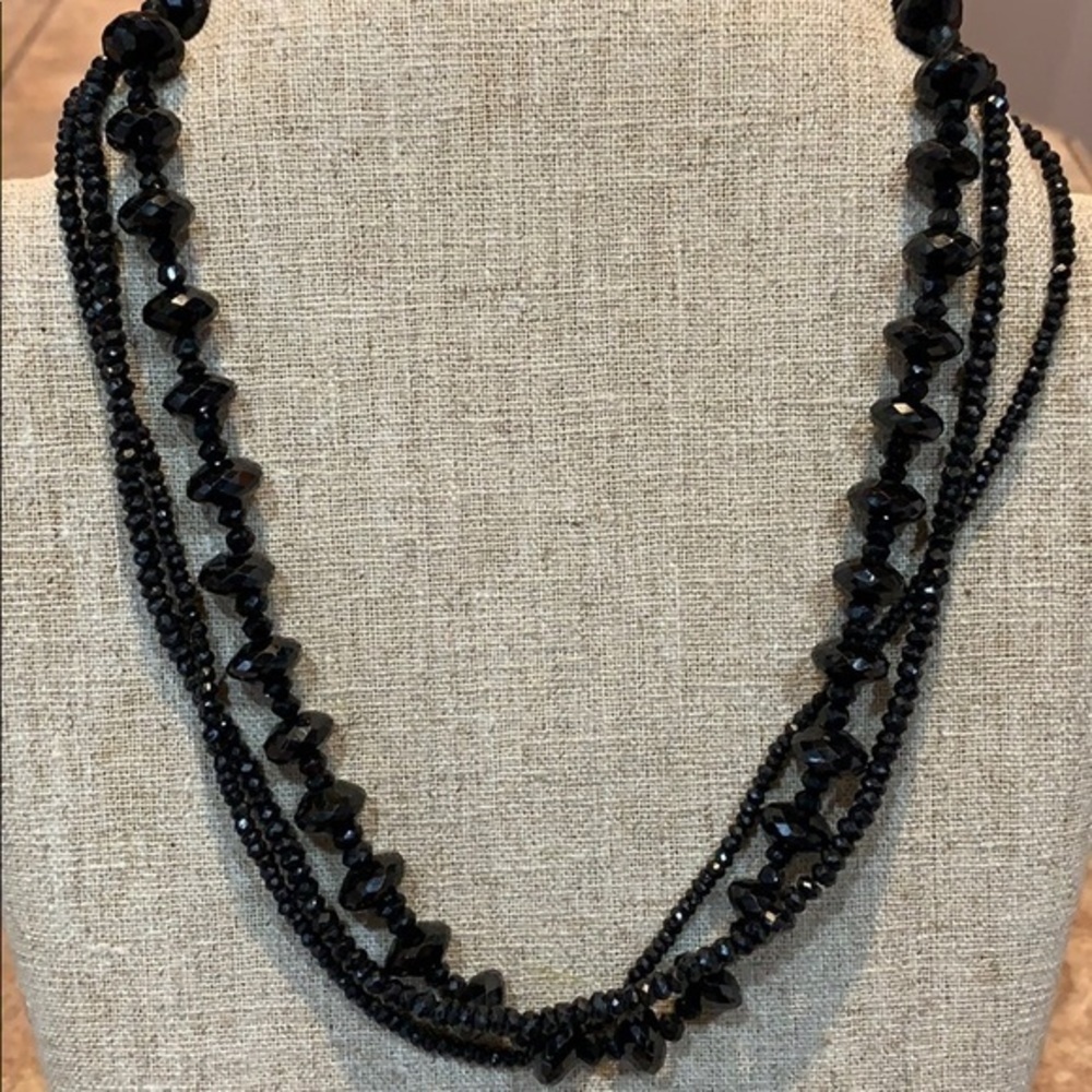 Sterling silver 925 black glass faceted vintage